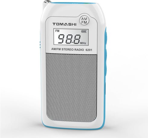 TOMASHI Preset MP3 Tiny Portable AM/FM Radio with DSP, Auto Scan & Channels, Stereo Headphone Output, Micro SD Player