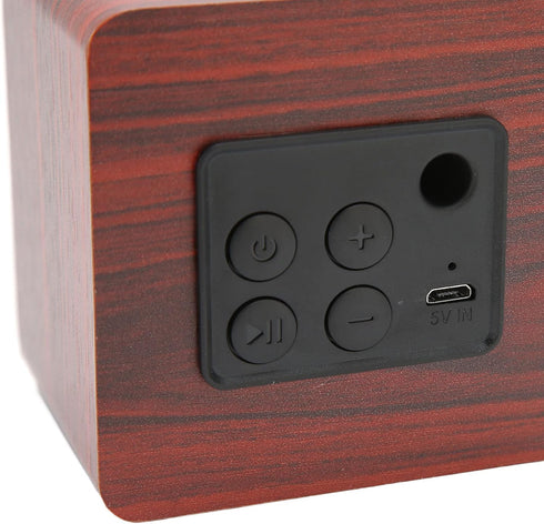 Heayzoki Wooden Retro Bluetooth Speaker, Vintage Bamboo Wood Home Audio Speakers with Subwoofer, Mahogany Grain