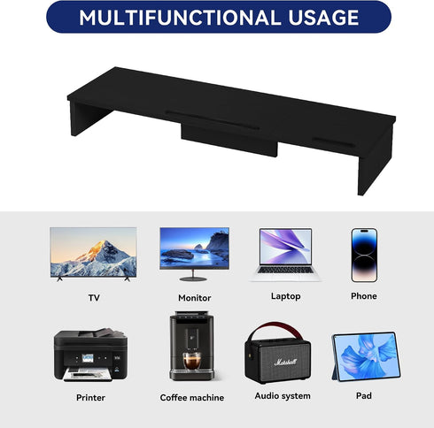 35.8in 2 Dual Monitor Stand Riser with Phone Tablet Holder, Large Monitor Stand for Desk, Computer Monitor Stand