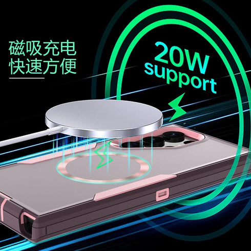 Samsung Galaxy S22 Ultra Case, Magnetic Heavy Duty Drop Protection, Compatible with MagSafe, Purple Rose Gold