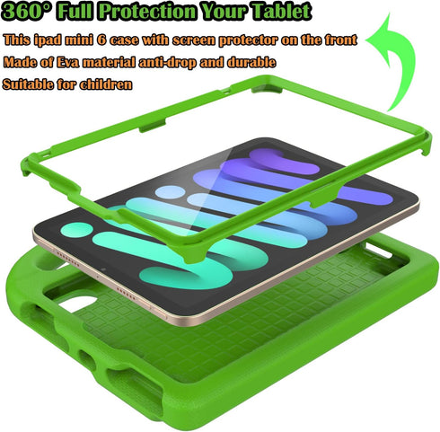 iPad Mini 6 Case for Kids 2021 (8.3 inch, 6th Generation), Lainergie Lightweight Shockproof Kid-Proof Cover with Handle