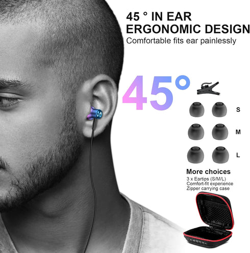 Magnetic Wired Earbuds with 3.5mm Jack, Stereo Sound, Microphone for iPhone, iPad, Samsung A15, A14, A13, Moto G Play.