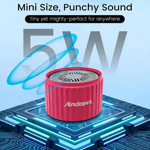 Andowl Mini Bluetooth Speaker, Portable Wireless Speaker with TWS Stereo Pairing, Built-in Mic, Micro SD Card Playback