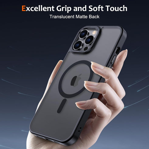 Anuck iPhone 13 Pro Max Case - Magnetic, Soft TPU Bumper, Hard Matte Back, Slim Fit, Shockproof, MagSafe Compatible -