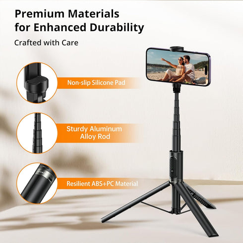 ATUMTEK 55" Selfie Stick Tripod, Extendable Aluminum Phone Tripod with Bluetooth Remote for iPhone, Samsung, Google, LG
