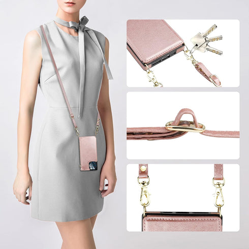 Bocasal Crossbody Wallet Case for iPhone 13 Pro Max, RFID Blocking Card Slot Holder, Magnetic Flip Folio Purse