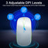 Wireless Bluetooth Mouse for iPad/MacBook Pro/Air/Laptop/PC, Rechargeable Silent Portable Slim (LED/Silver)