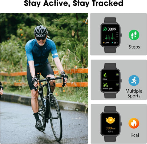 Smart Watch Fitness Tracker, 44mm Waterproof with Heart Rate, SpO2, Sleep Monitor - Compatible with iOS Android Phones