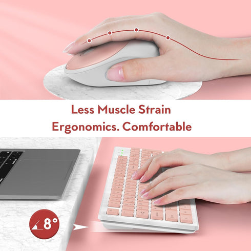 Trueque Wireless Keyboard and Mouse, Silent 2.4GHz Cordless Full Size USB Mouse Combo, Long Battery Life for Computer,
