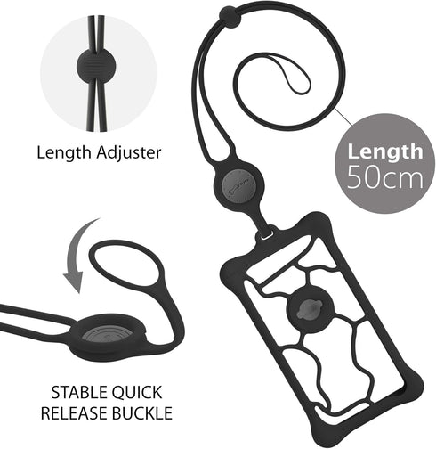 BONE Lanyard Phone Bubble Tie 2 - Universal Anti-Shock Bumper Case with Adjustable Neck Strap for iPhone 12, Purple