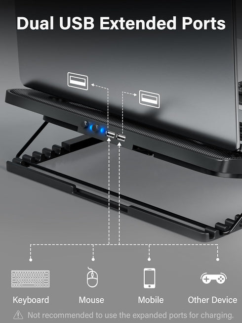 Kootek Laptop Cooling Pad | 5 Quiet Fans for 12"-17" Laptops | Height Adjustable Cooling Stand