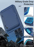 Vihibii iPhone 15 Pro Max Wallet Case, Blue: Card Holder (4 Cards), Kickstand, Slide Lens, Shockproof, Raised Edges.