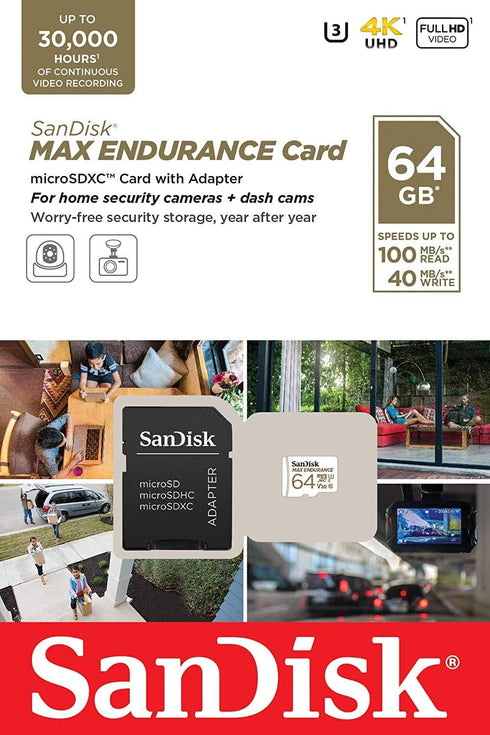 SanDisk MAX Endurance 64GB TF Card MicroSDXC (2 Pack) for Dash Cams & Home Security with Card Reader Bundle