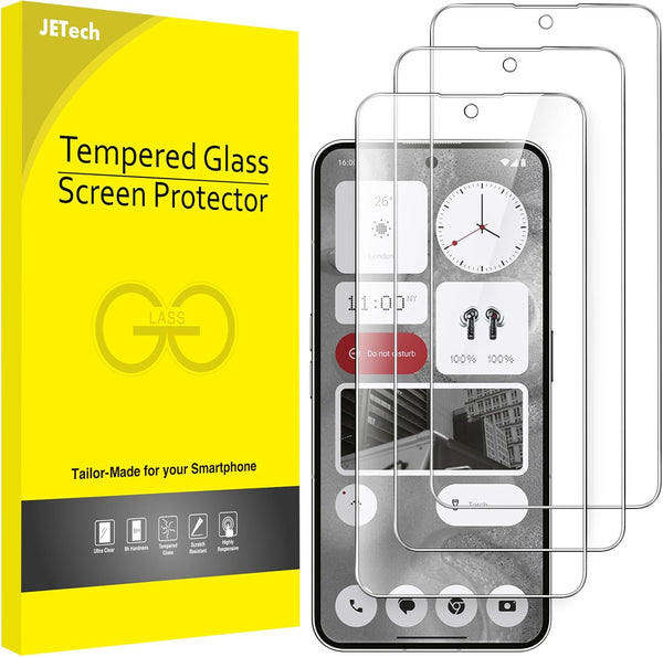 JETech 9H Tempered Glass Screen Protector for Nothing Phone 2, 6.7-Inch, HD Clear, Anti-Scratch, 3-Pack