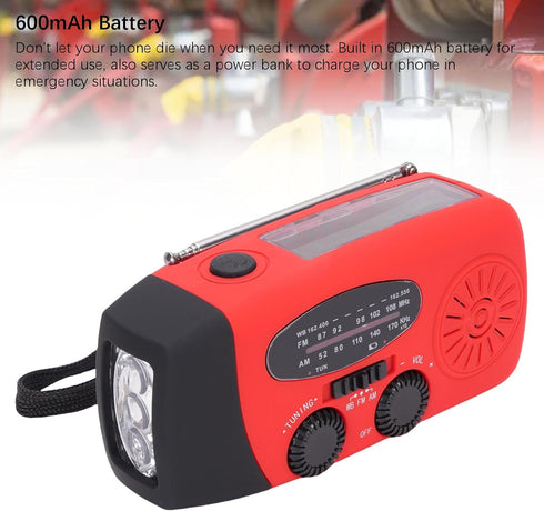 Aoaoy 3 Solar Radio Emergency Hand Crank Portable Power Bank AM/FM NOAA Weather Radio with LED Flashlight Cell Phone