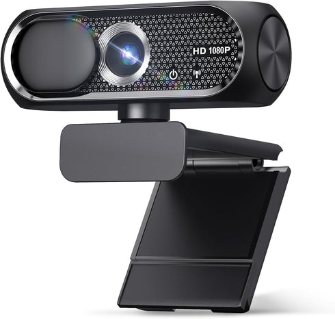 Shcngqio 1080P HD Webcam with Microphone, Noise Cancellation, Privacy Cover, Wide-Angle Lens, Auto