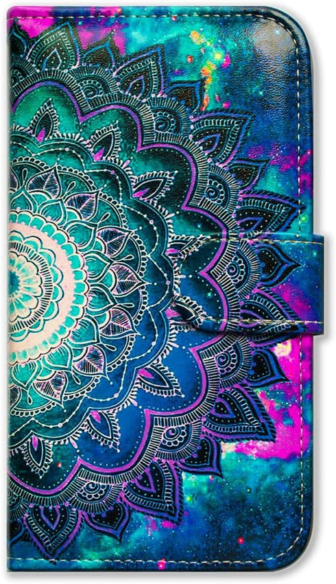 Moto G7 Power/Moto G7 Supra Case - Mandala Flower Space Leather Flip Wallet Cover with Card Slot