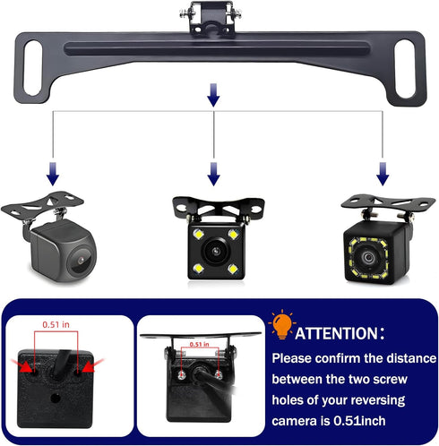 Viemior Universal Car Rear View Camera License Plate Bracket, Premium Backup Camera License Plate Dash Cam Mirror Cam
