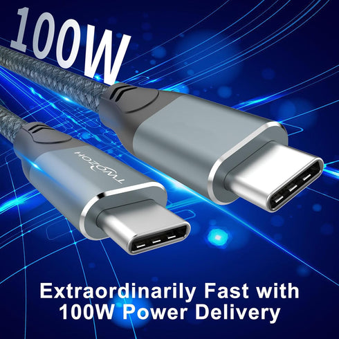 Twozoh USB C to USB C 3.2 Gen 2 Cable 20Gbps Data Transfer 100W PD Fast Charging 4K Video Output Monitor Cord (1.6FT,