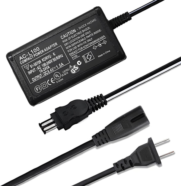AC-L100 Power Supply Charging Adapter for Sony Handycam Camcorder, 8.4V 1.5A, Compatible with DCR TRV128, TRV103, TRV130