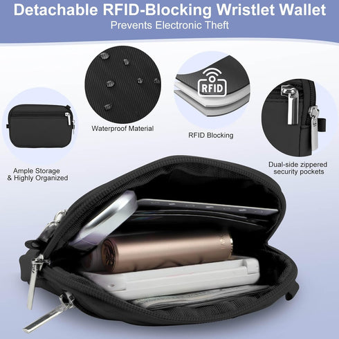 Uiwkow 3-in-1 Clip and Go Strap for Phone with Wallet Crossbody, Detachable Zippered RFID Wristlet WalletAdjustable