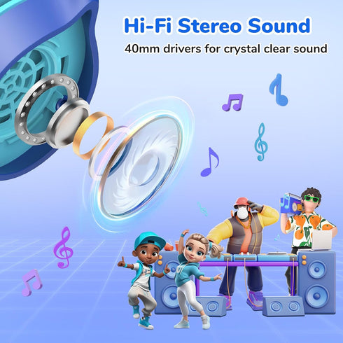 EarFun S1 Kids Headphones, Foldable Wired On-Ear Headphones with 85dB Volume Limit for School, Travel, Boys, Girls