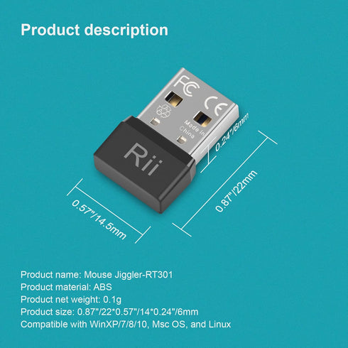 Rii (10-Pack) Mouse Jiggler, Undetectable Automatic Mouse Mover for Computer, USB Port, Plug and Play