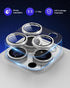 for iPhone 15 Pro/iPhone 15 Pro Max Glitter Camera Lens Protector, Clear Acrylic Plus Aluminium Alloy Ring 9H Tempered Glass Screen Camera Cover for iPhone 15 Pro Max/15 Pro, Silver
