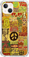 Aesthetic Vintage Hippie Peace Case for iPhone 15, Unique Psychedelic Trippy TPU Bumper Cover, Trendy Design.
