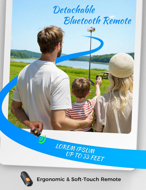 MAGIC JOHN 59" Automatic Pop-up Phone Tripod, Extendable Selfie Stick for iPhone, Selfie Stick Tripod with Detachable