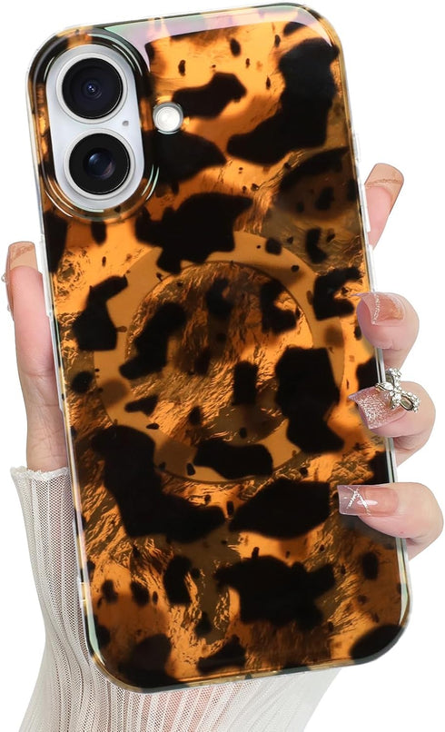 Jefonha Compatible with iPhone 17 Case Stylish Leopard Milk Cow Animal Print Phone