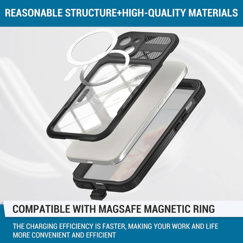 for iPhone 15 Case, IP68 Full-Body Rugged Waterproof Shockproof Protective Cover, Built-in 6H Screen Protector,
