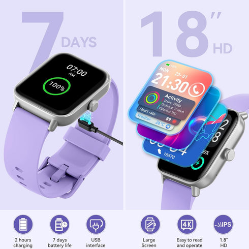 Smart Watch with Alexa Built-in, 2024 Newest Fitness Tracker, Heart Rate/SpO2/Sleep Monitor, IP68 Waterproof