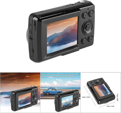 Small Digital Camera 16MP, Compact Digital Camera with 2.4in Large Screen, Portable for Travel Use (Black)