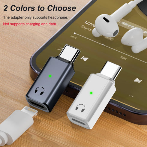 USB-C to Lightning Audio Adapter, USB Type C Male to Lightning Female Headphone Converter for iPhone 15/15 Plus/15 Pro/15 Pro Max, iPad Pro/Air, Not for Charging&Data (Grey)