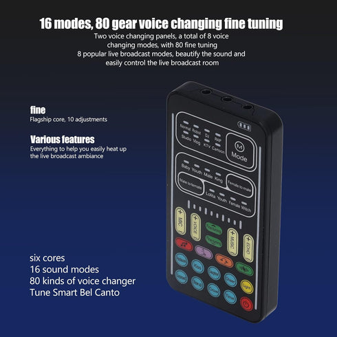 Portable Voice Changer, Handheld Bluetooth Disguiser with Sound Effects, Mini Gaming Sound Card