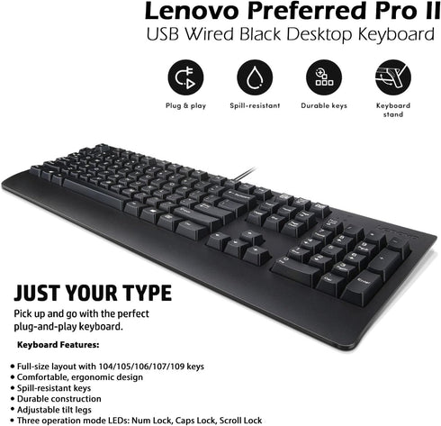 Ebid Dealz Replacement for Black Traditional QWERTY Standard USB Wired Keyboard Lenovo 1PSD50L80031 00XH688 SK-8827 KU-1619