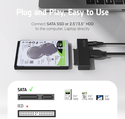 WEme USB 3.0 to SATA Converter Adapter for 2.5 3.5 Inch Hard Drive Disk SSD HDD, Power Adapter Included