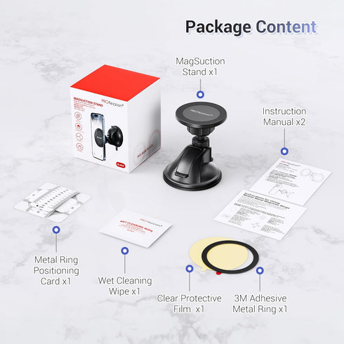 PROfezzion Magnetic Shower Mirror Phone Holder, Reusable Suction Cup Mount for iPhone 15 14 13 12 & All Phones, White