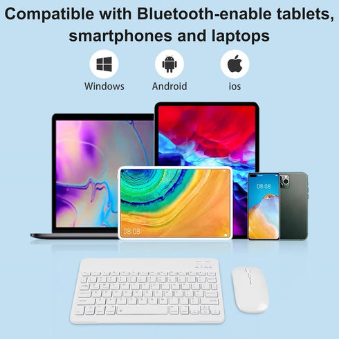 Bluetooth Keyboard and Mouse Combo - Ultra-Slim Portable Rechargeable Wireless Set for iPad, Mac OS, Android