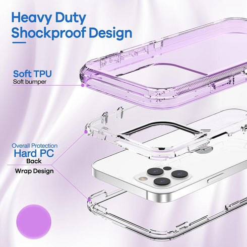 ORIbox Case for iPhone 13 Pro Max/12 Pro Max - Purple, 10 FT Military Grade Drop Protection, Transparent Heavy Duty