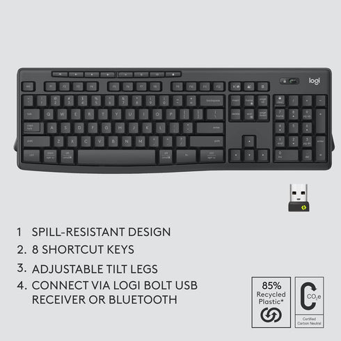Logitech MK370 Combo for Business, Wireless Full-Size Keyboard and Mouse, Secure Logi Bolt USB Receiver
