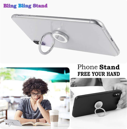 Glitter Bling Bling Phone Ring Holder, Sparkle Phone Ring Kickstand, Cell Phone Finger Ring Grip for Almost All