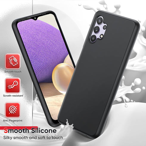 LeYi Samsung A32 5G Case, Galaxy A32 5G with 2 Pack Tempered Glass Screen Protector & Camera Lens Protector, Liquid