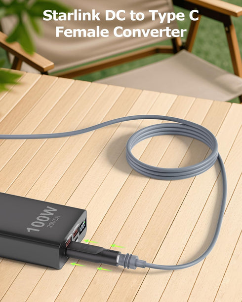 Gunovy 2 20V 5.5 2.1mm 100W PCS Starlink Mini Cable Adapter DC to USB Type C Converter for Starlink Mini Accessories