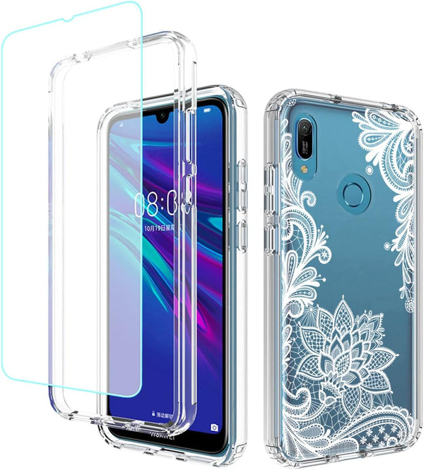 Mandala Phone Case for Huawei Y6 2019/Y6 Pro 2019/Y6s/Honor Play 8A with Tempered-Glass Screen Protector.