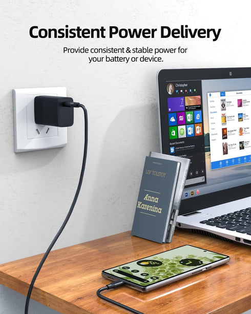 Foldable 20W Fast Charging Charger for Google Pixel (Black)