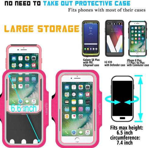 Arm Phone Holder for Running, Armband Cellphone for iPhone 15 14 13 12 11 Pro Max/XR/8 7 6s Plus, Galaxy A/S/Note Up to