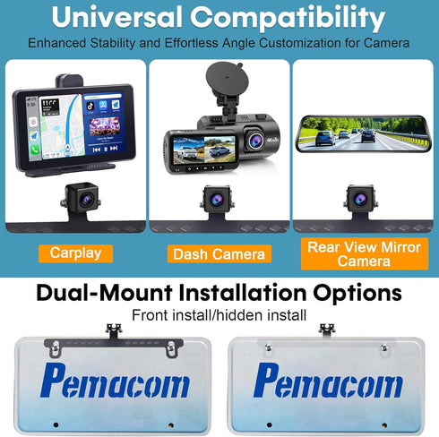 License Plate Bracket for Rear Camera: Universal Rear View Mirror Camera Mount for License Plate - Metal Rust-Proof Backup Camera Bracket for Carplay Android Auto Head Unit Dash Cam