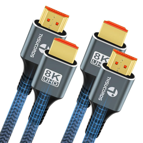 Thsucords 8K 4K HDMI Cable 10FT 2 Pack, High Speed Braided HDMI